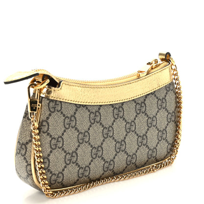 Gucci GG Supreme Monogram Lame Textured Dollar Calfskin Mini Ophidia Chain Bag Beige Ebony Gold 3 of 8