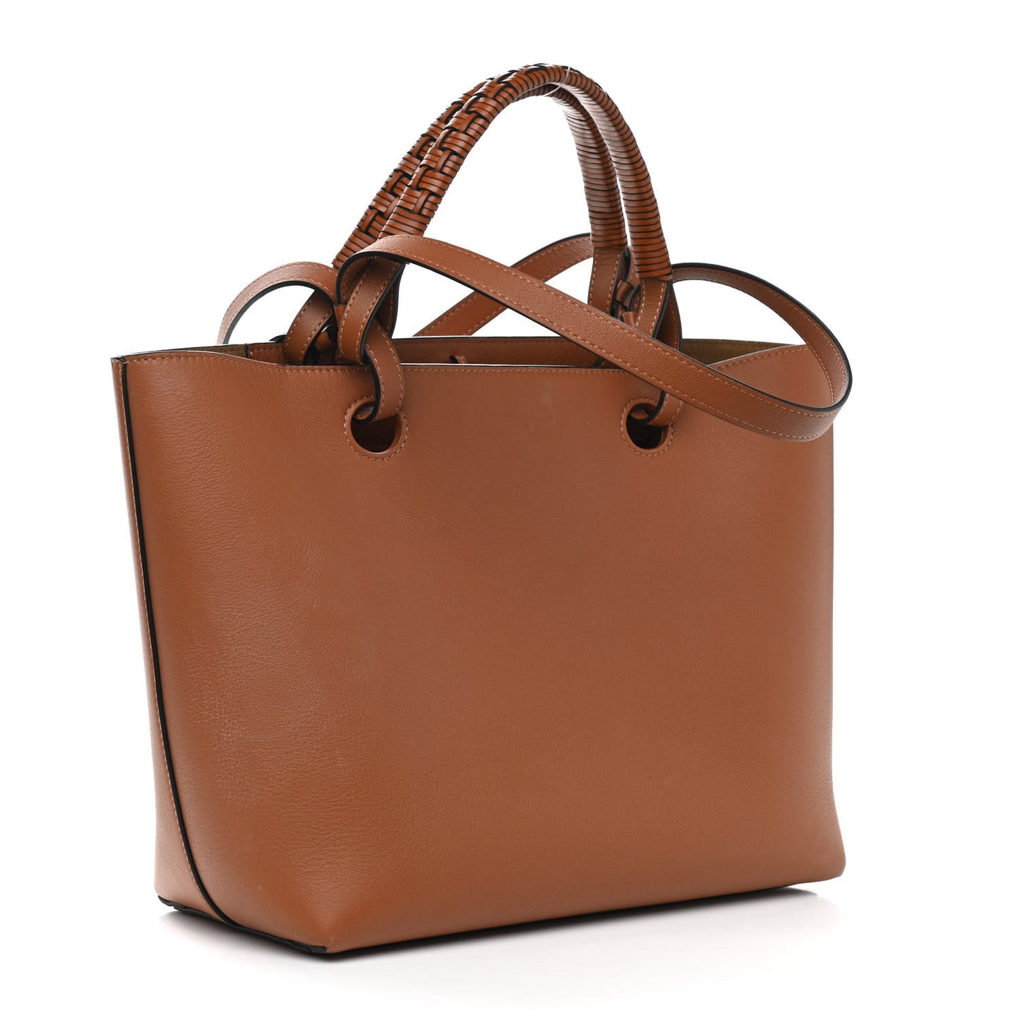 Smooth Calfskin Small Anagram Tote Tan