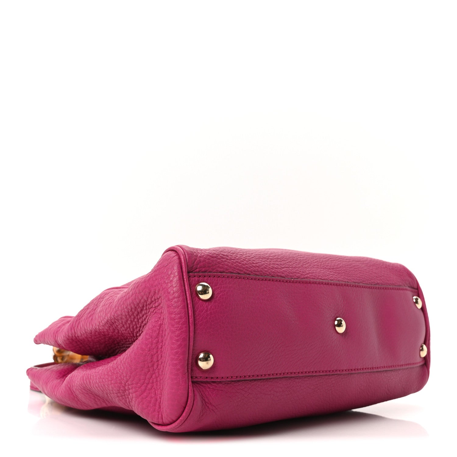 Gucci Calfskin Small Bamboo Shopper Tote Bright Bougainvillea 4 of 10