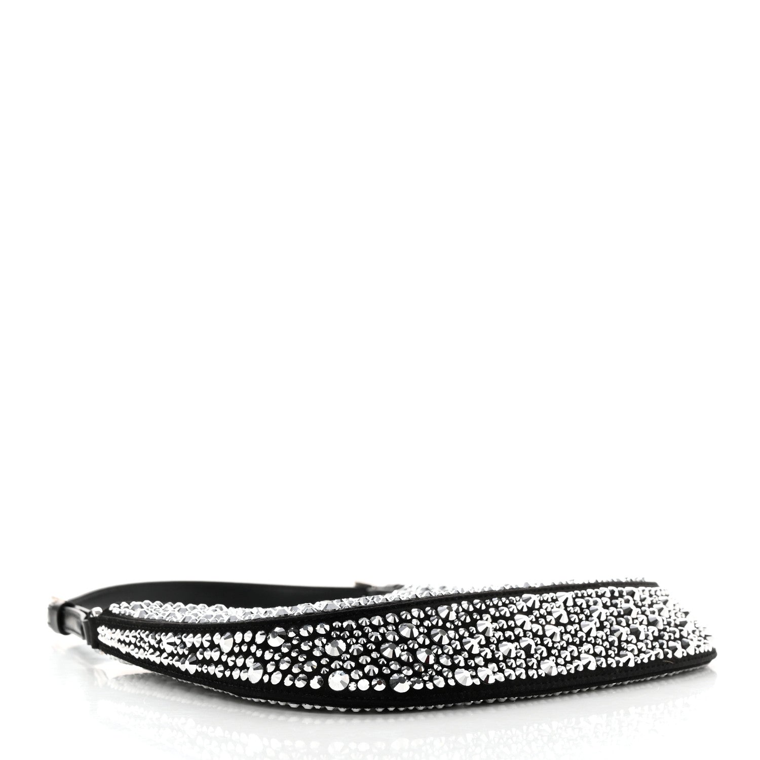 Prada Satin Crystal Cleo Adjustable Strap Shoulder Bag Metal 5 of 11
