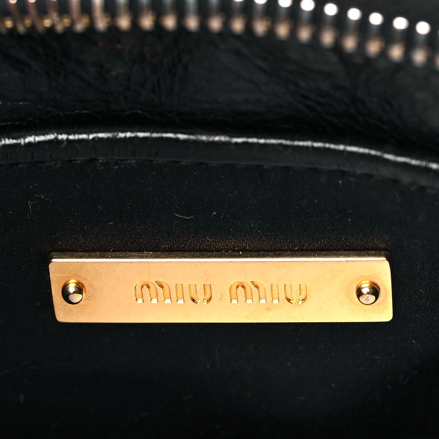 Miu Miu Vitello Shine Trapu Zip Crossbody Bag Black 6 of 10