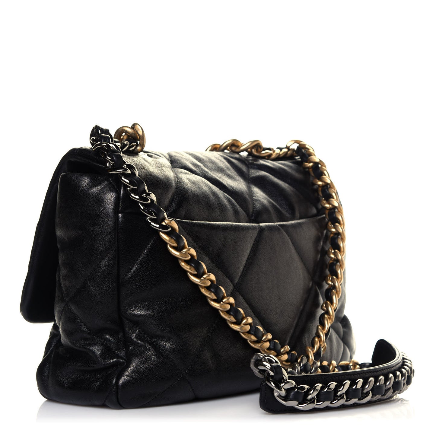 Lambskin Quilted Large Chanel 19 Flap Black