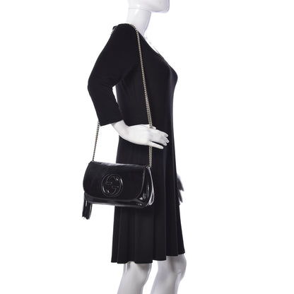 Gucci Patent Medium Soho Flap Crossbody Black 2 of 9