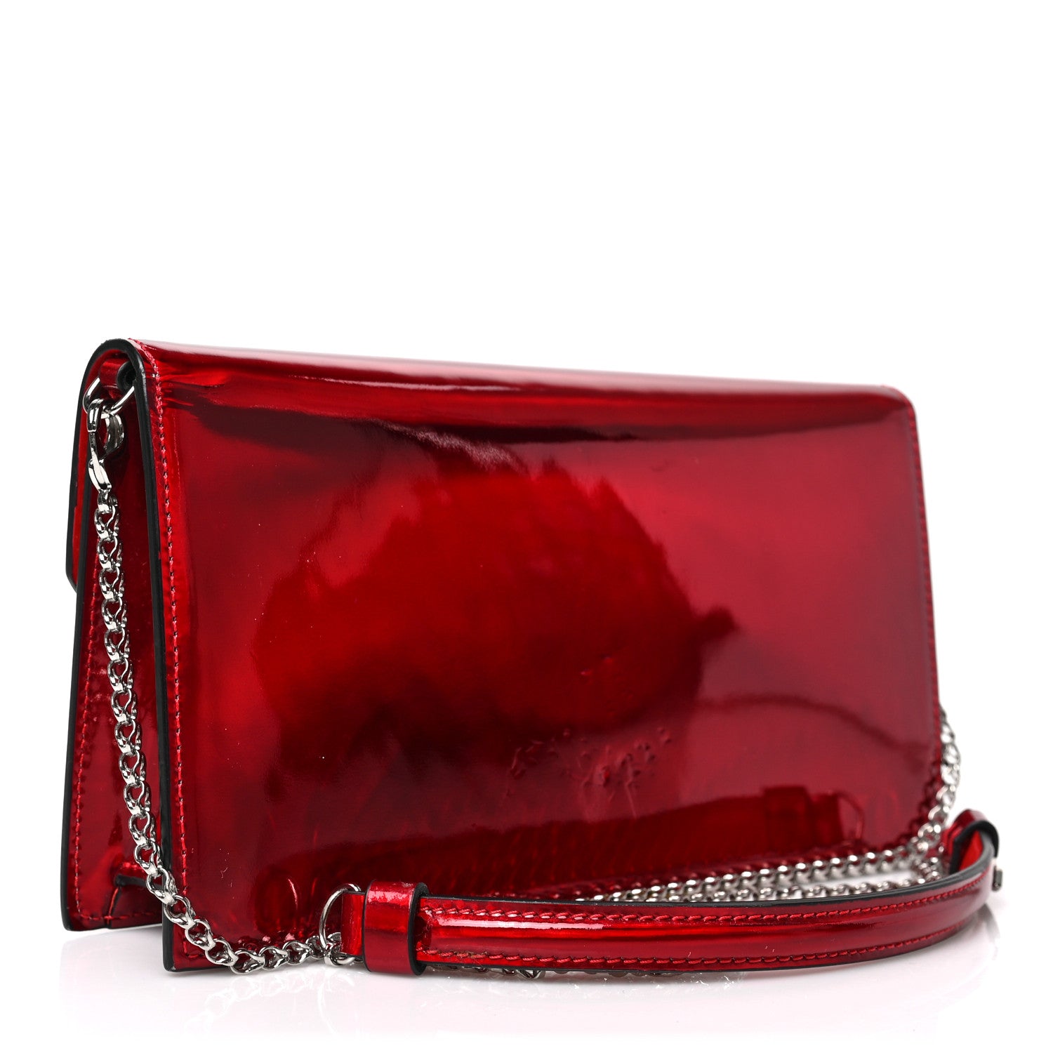 Christian Louboutin Metallic Calfskin Loubi54 Crossbody Clutch Red 3 of 9
