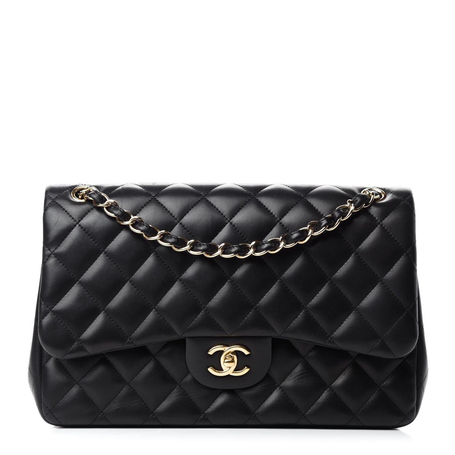 Chanel Lambskin Quilted Jumbo Double Flap Black 1 of 13