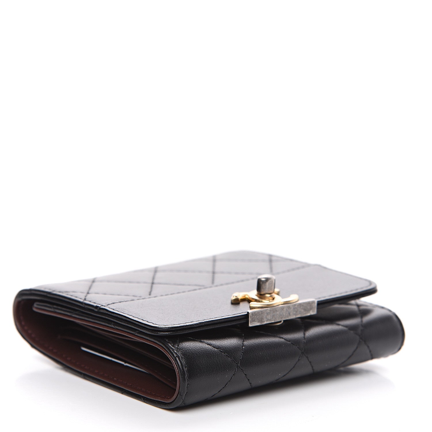 Chanel Calfskin Quilted Compact Flap Wallet Black 3 of 8