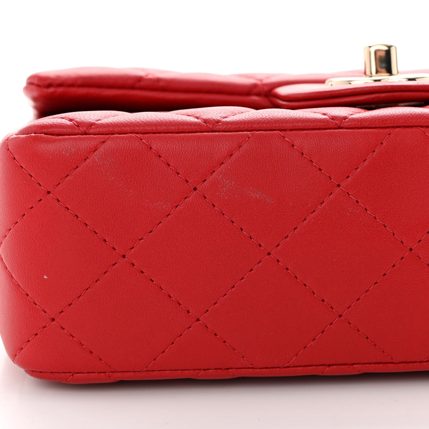 Lambskin Quilted Mini Rectangular Flap Red
