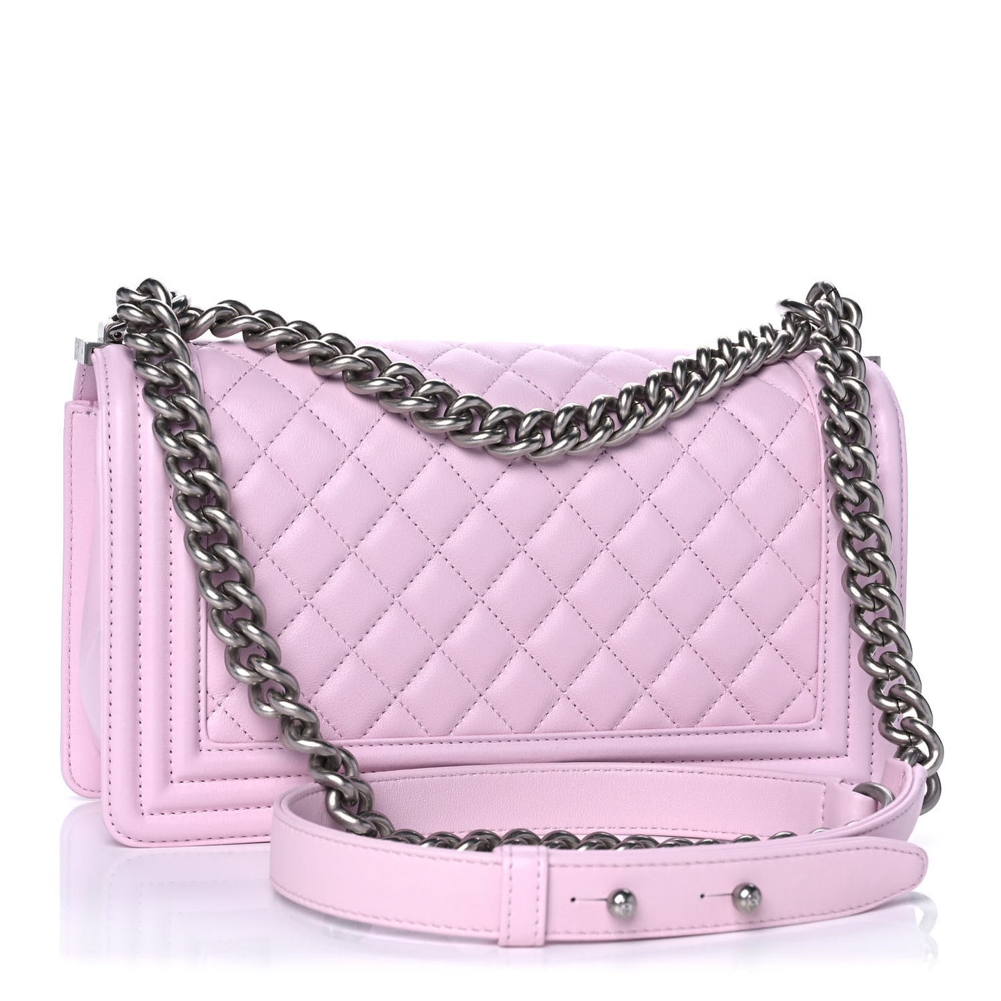 Lambskin Quilted Medium Boy Flap Light Pink
