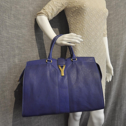 Saint Laurent Leather Large Cabas Chyc Blue 2 of 9