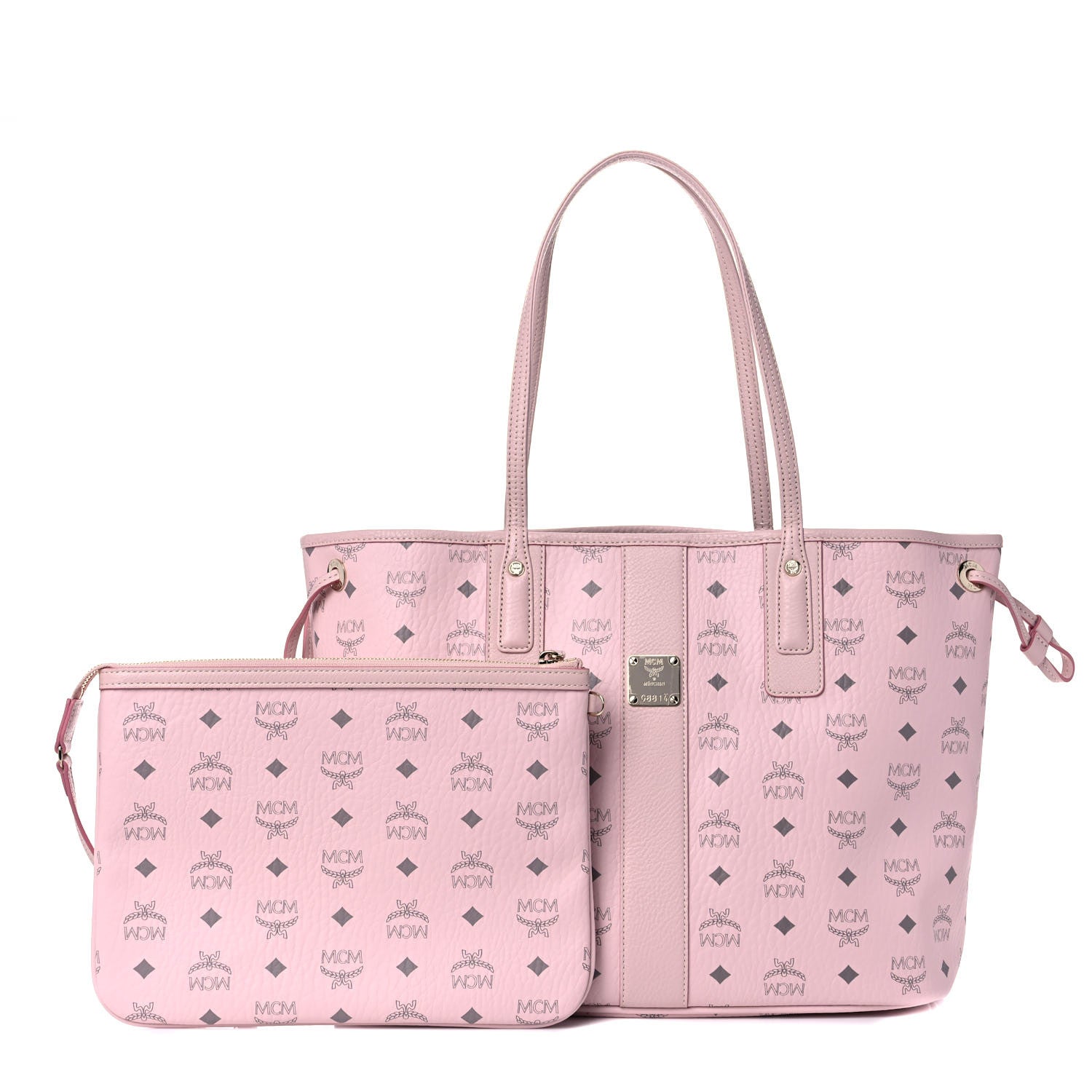 MCM Visetos Medium Liz Reversible Shopper Tote Powder Pink 4 of 13