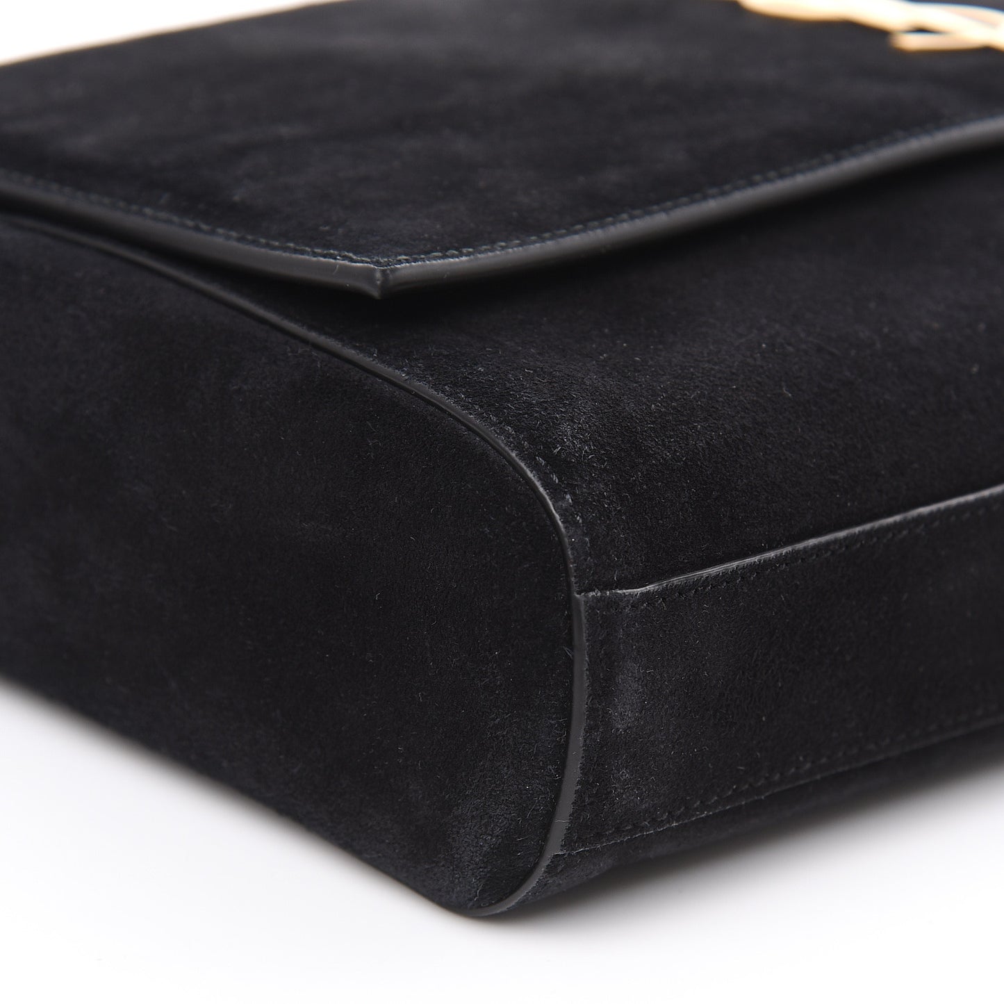 Smooth Calfskin Suede Medium Reversible Monogram Kate Satchel Black