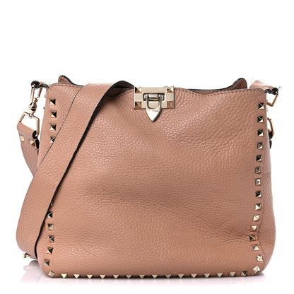 Valentino Garavani Pebbled Calfskin Small Rockstud Flip-Lock Messenger Bag Soft Noisette 1 of 23