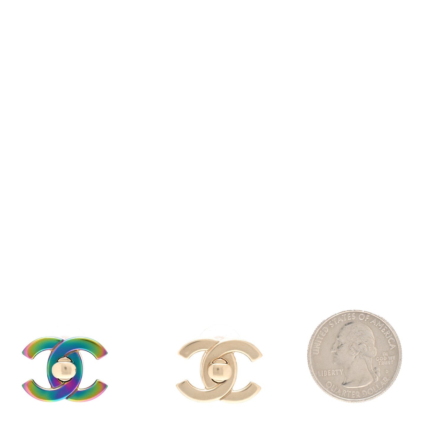 Metal CC Turnlock Interchangeable Earrings Gold