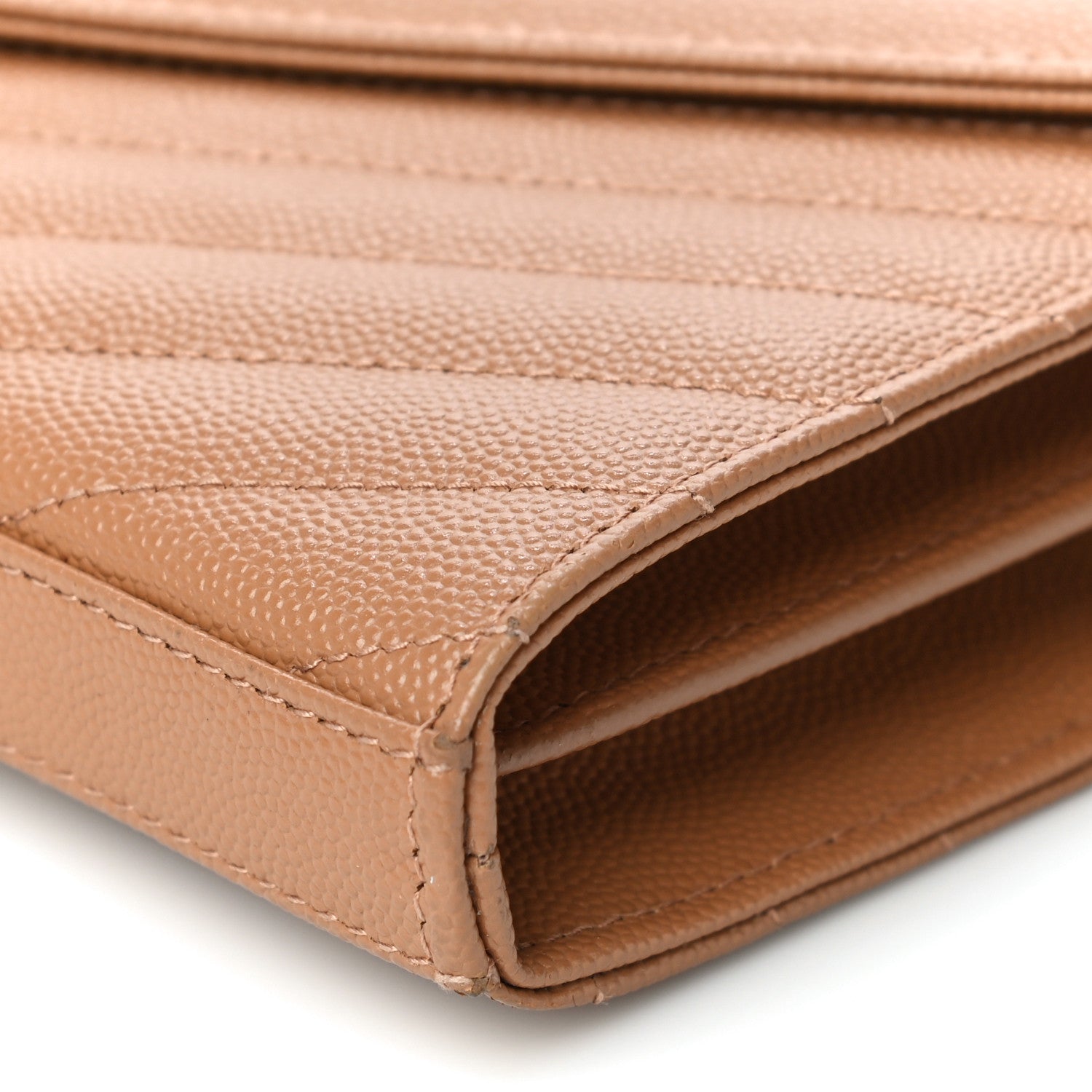 Saint Laurent Grain De Poudre Matelasse Chevron Monogram Chain Wallet Dune 10 of 14