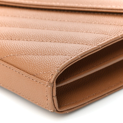 Saint Laurent Grain De Poudre Matelasse Chevron Monogram Chain Wallet Dune 10 of 14