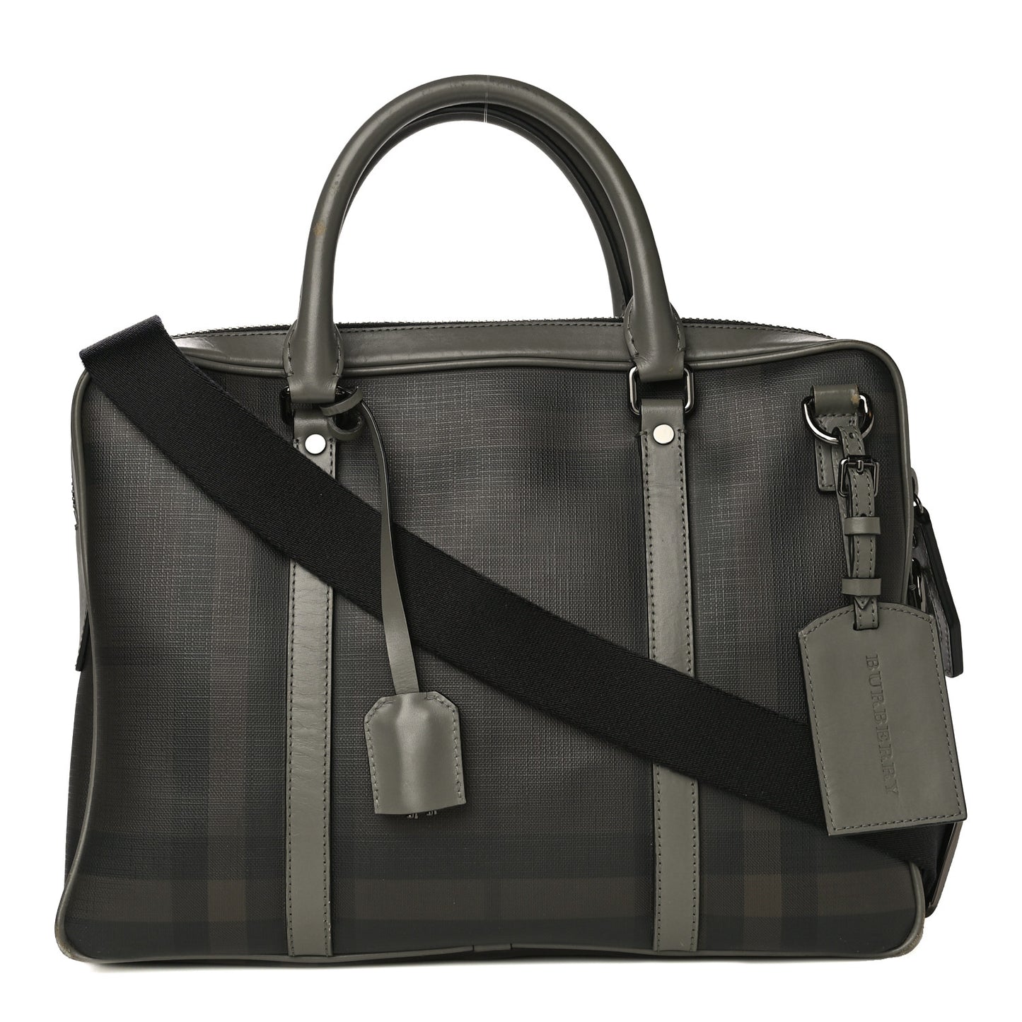 London Smoked Check Large Briefcase Grey