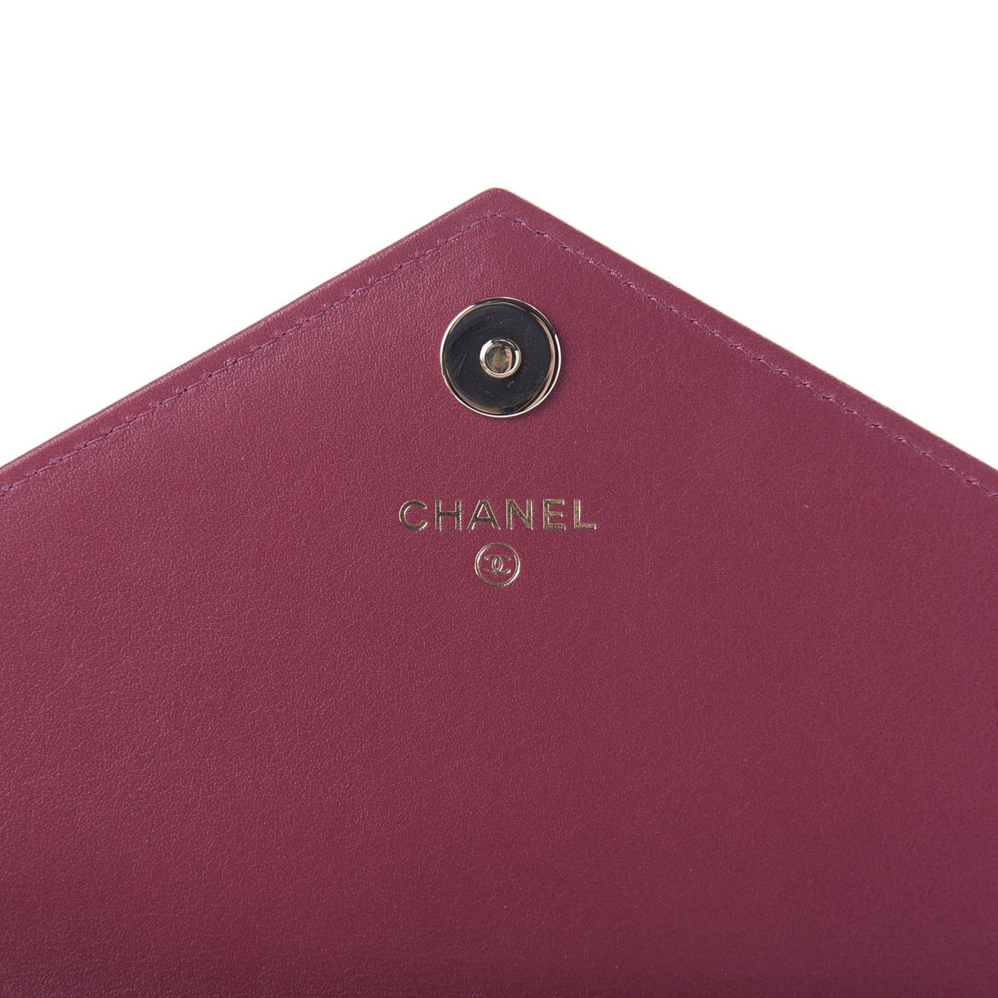 Goatskin Chevron Quilted Statement Wallet On Chain WOC Dark Pink