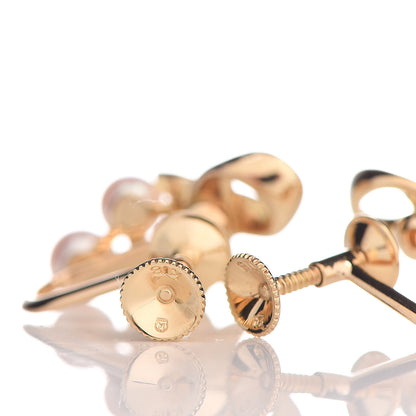 Mikimoto 18K Yellow Gold Akoya Pearl 3.5-4.5mm Ribbon Screw Back Earrings 3 of 3