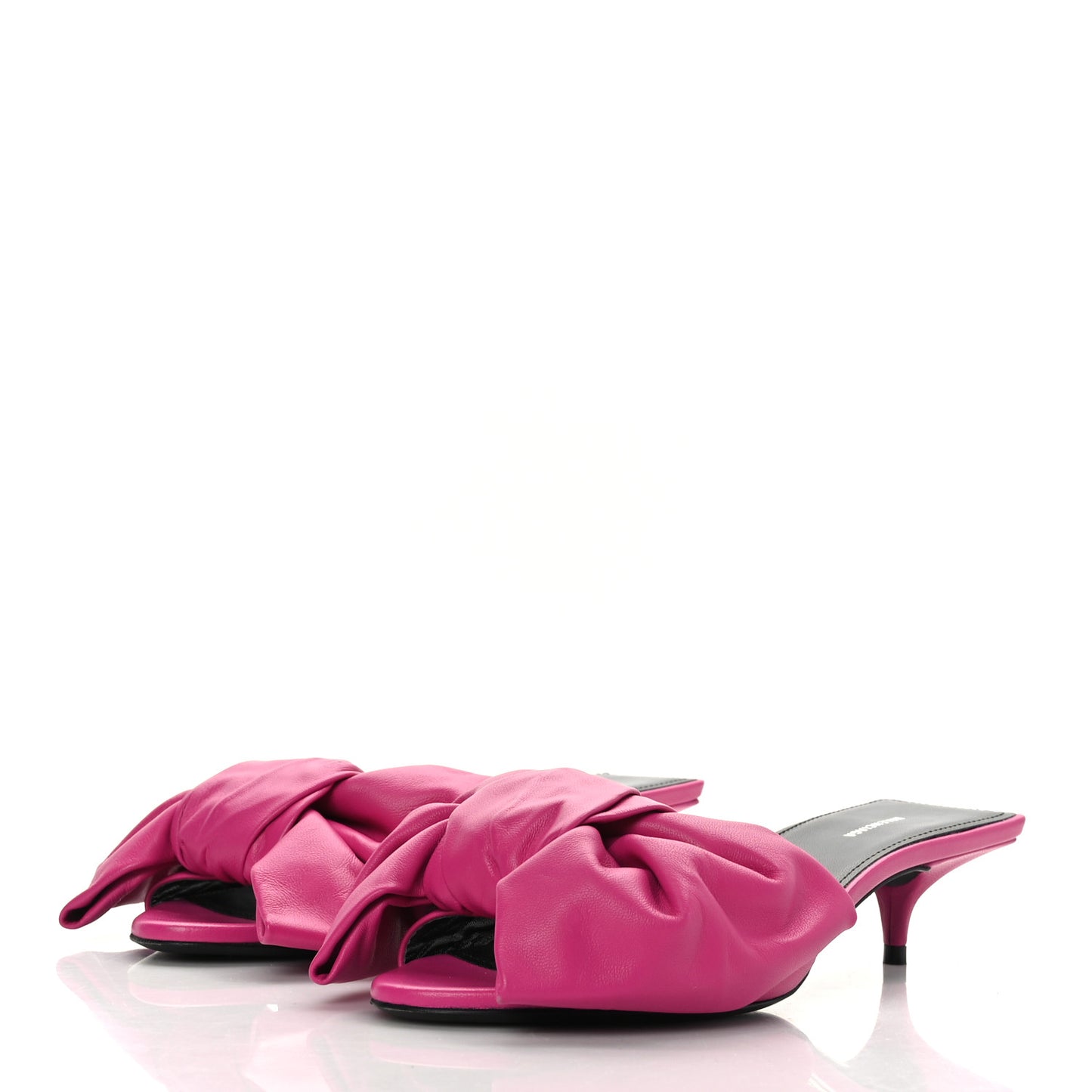 Soft Nappa Square Knife Bow Mule Sandals 36 Magenta Pink