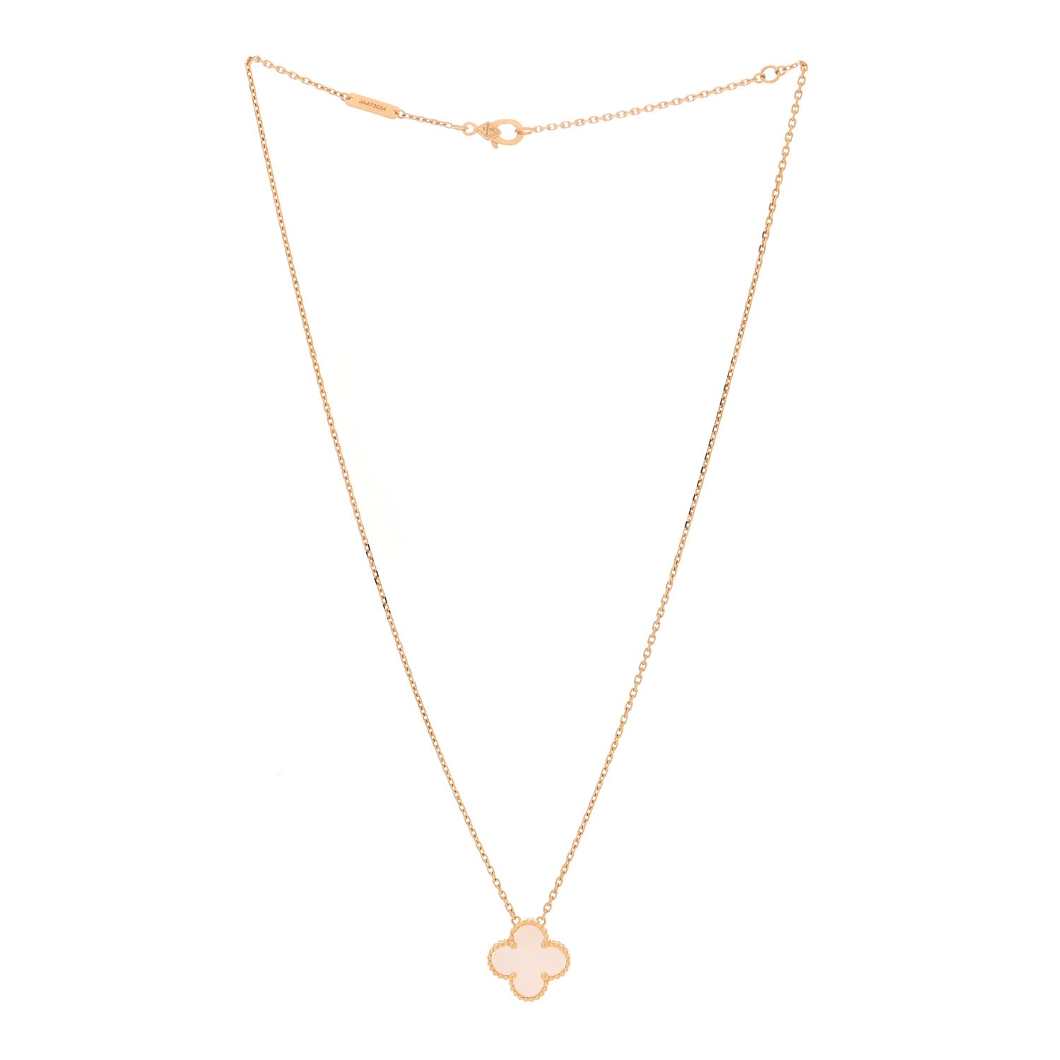Van Cleef & Arpels 18K Yellow Gold Mother of Pearl Vintage Alhambra Pendant Necklace 3 of 5