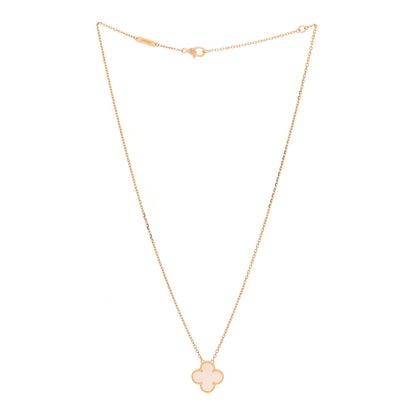 Van Cleef & Arpels 18K Yellow Gold Mother of Pearl Vintage Alhambra Pendant Necklace 3 of 5