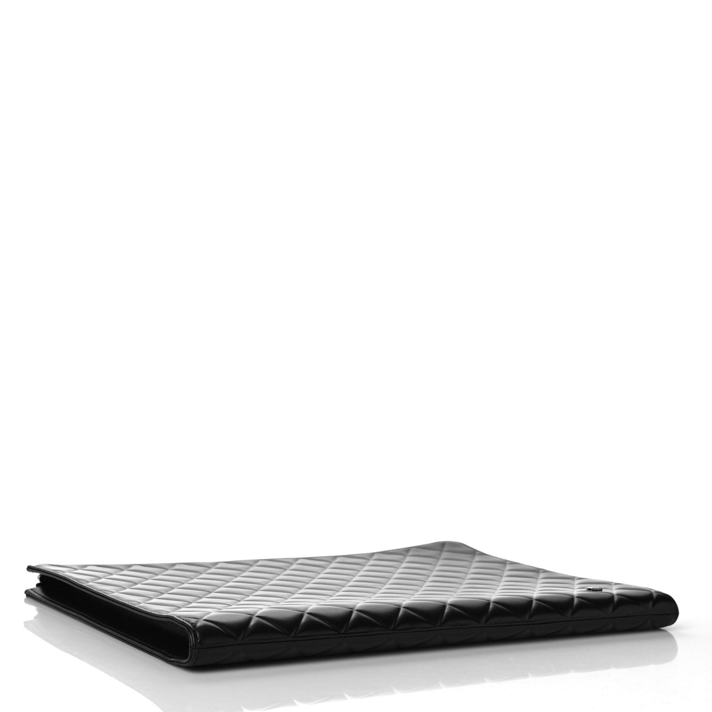 Calfskin Quilted Diamond Document Portfolio Holder Black