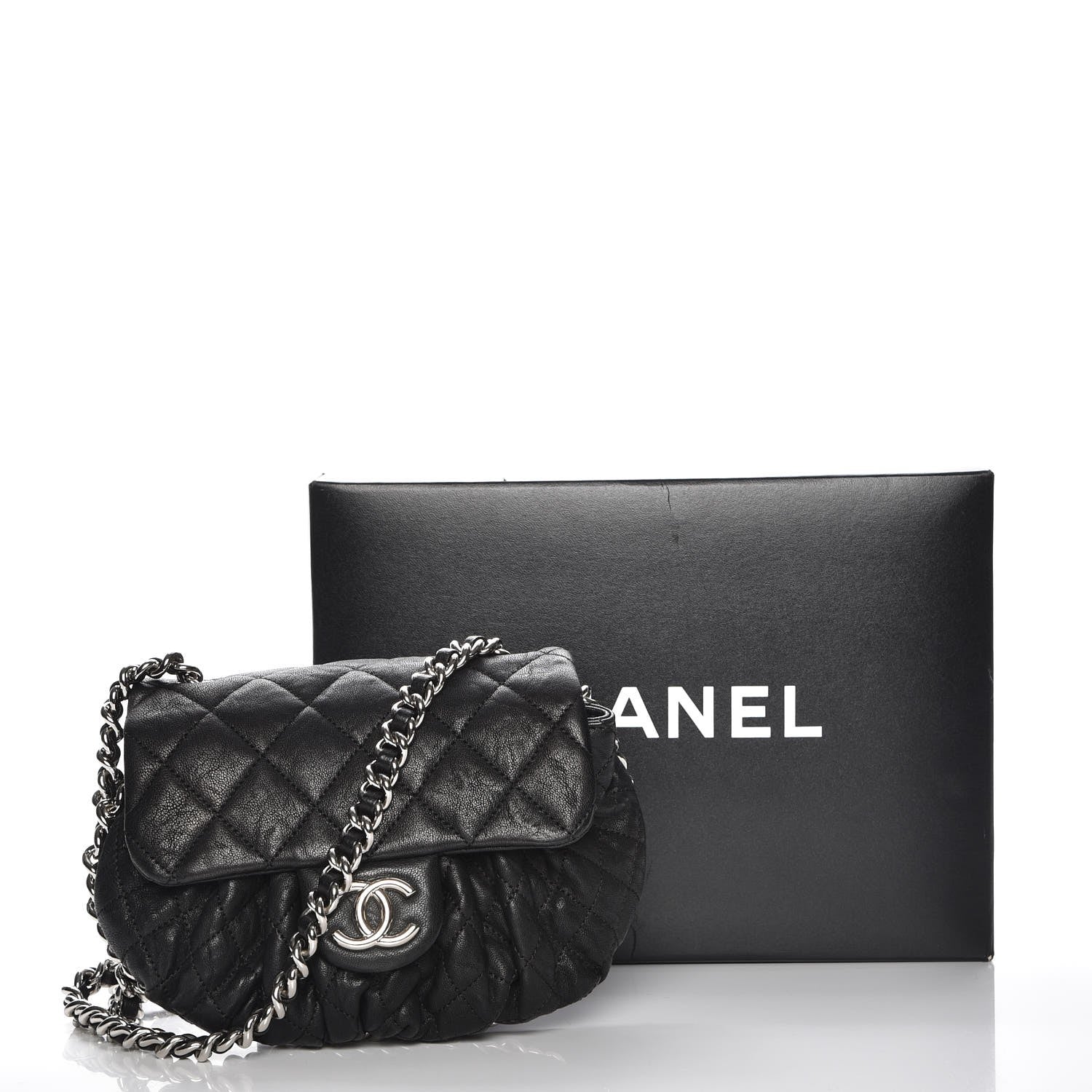 Chanel Washed Lambskin Quilted Mini Chain Around Flap Black 8 of 8