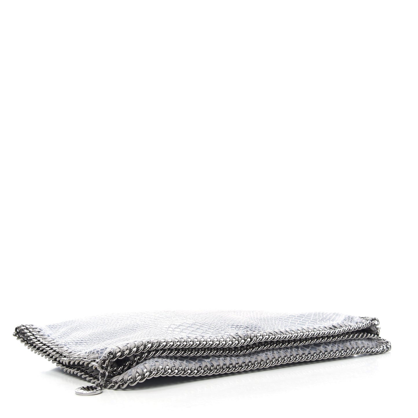 Eco Python Embossed Falabella Fold Over Clutch Light Blue