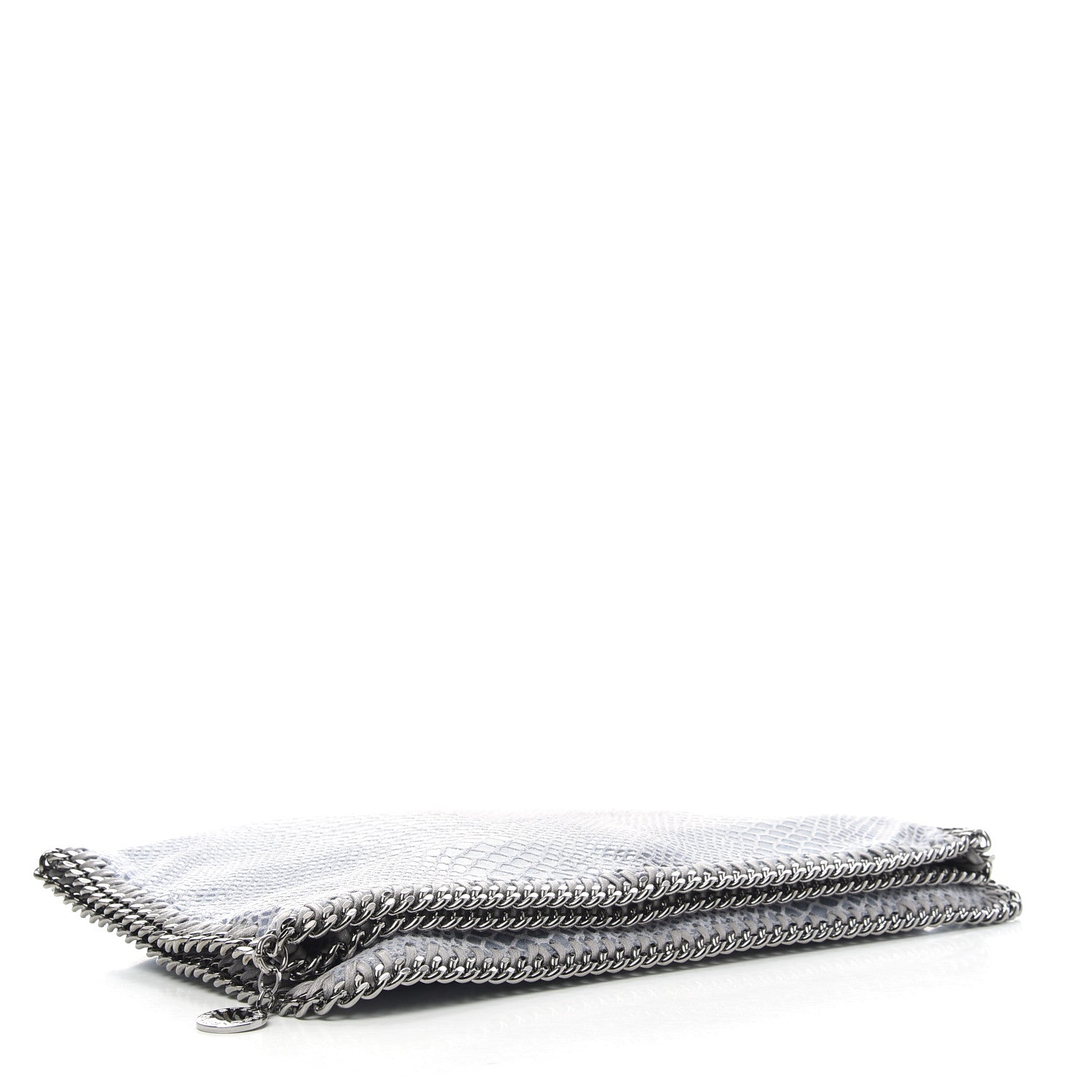 Stella McCartney Eco Python Embossed Falabella Fold Over Clutch Light Blue 4 of 8