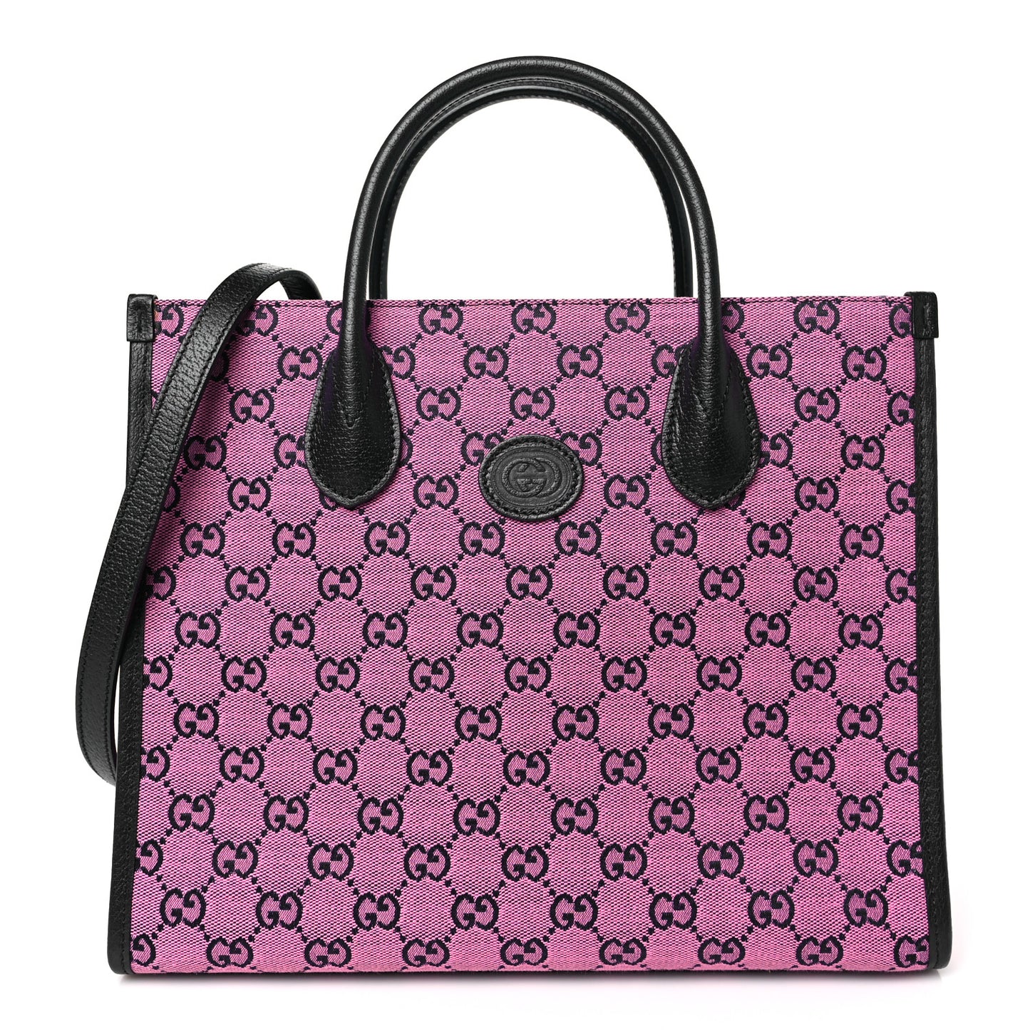 Monogram Multicolor Textured Dollar Calfskin Small Retro Interlocking G Tote Bag Pink Blue