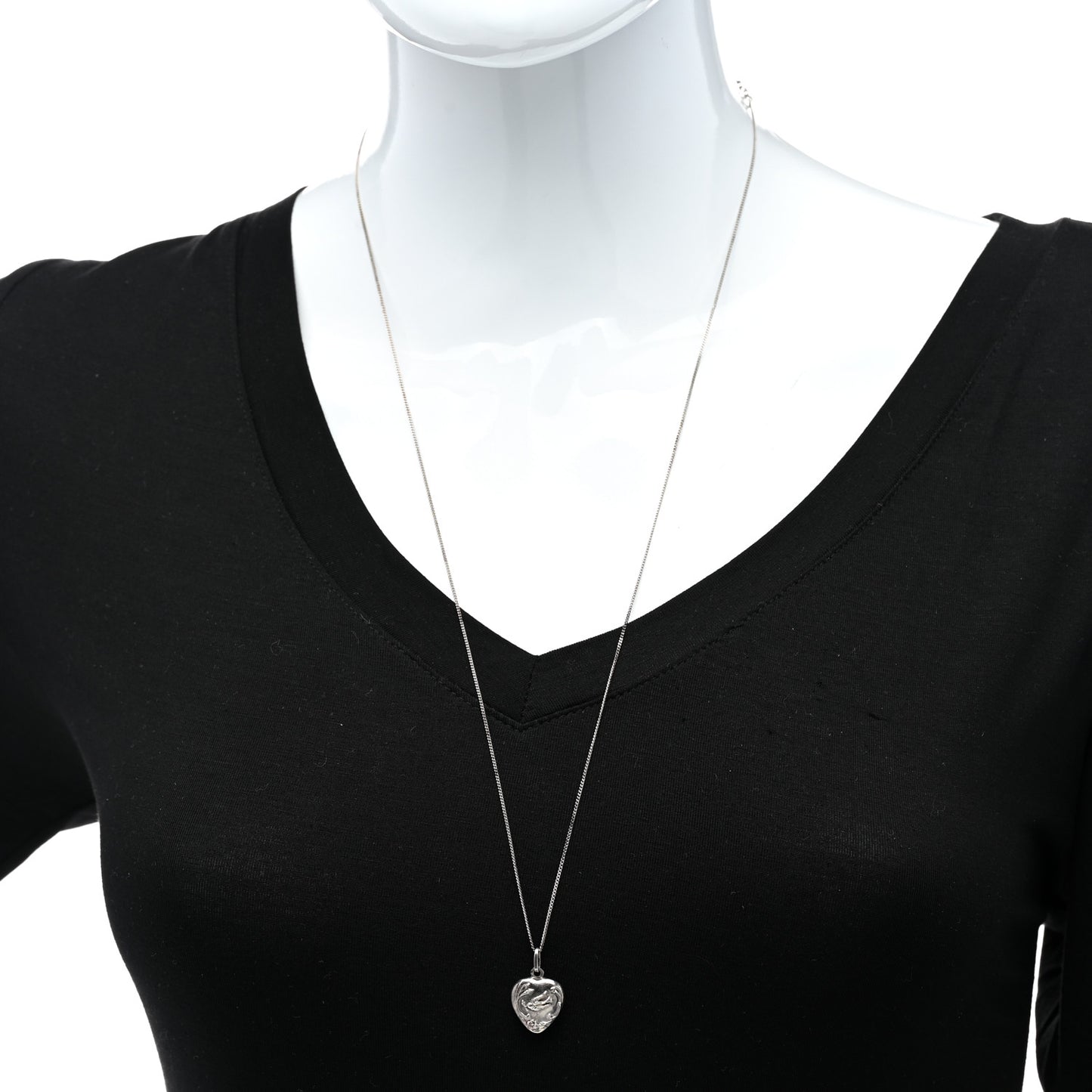 Metal Heart Necklace Silver