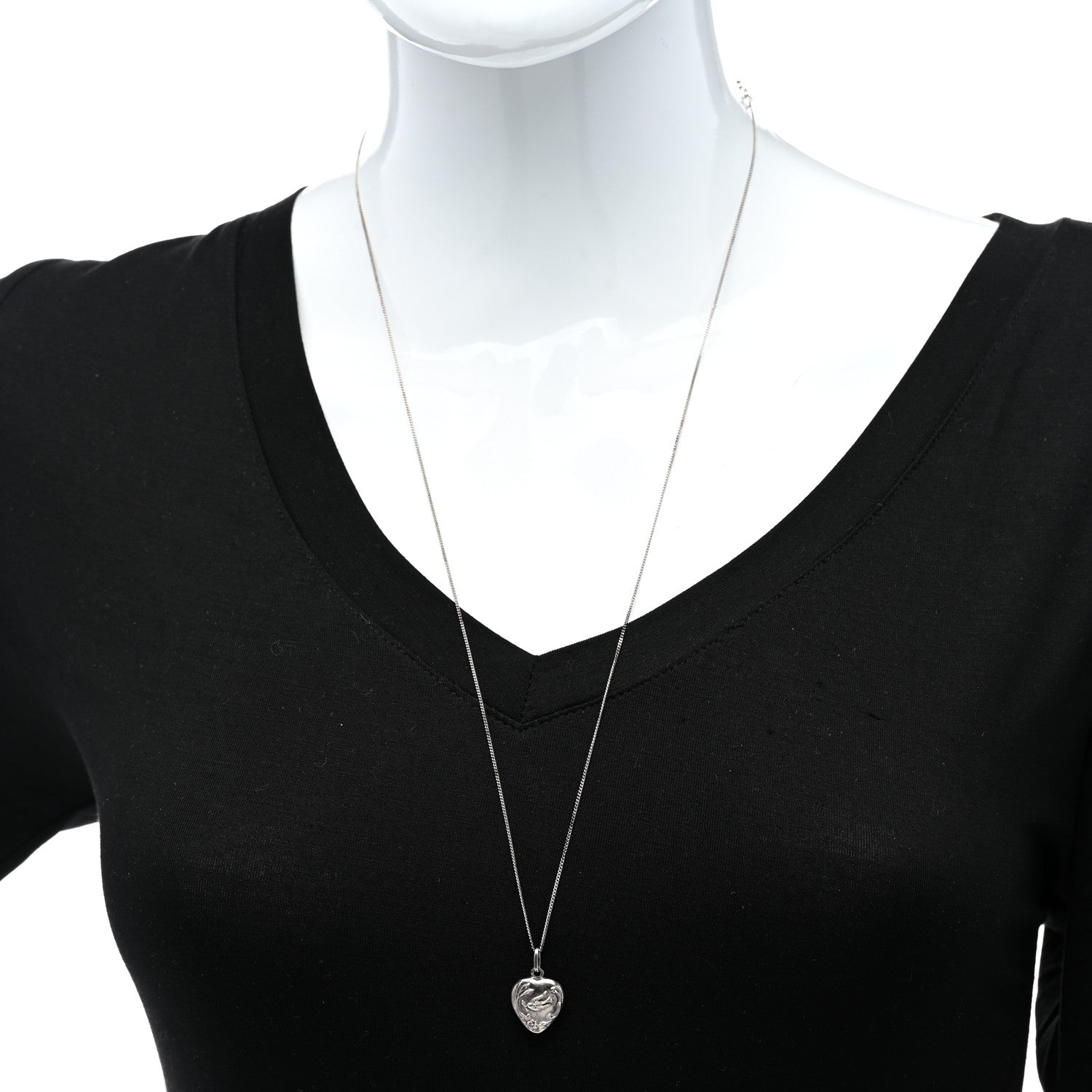 Saint Laurent Metal Heart Necklace Silver 2 of 7