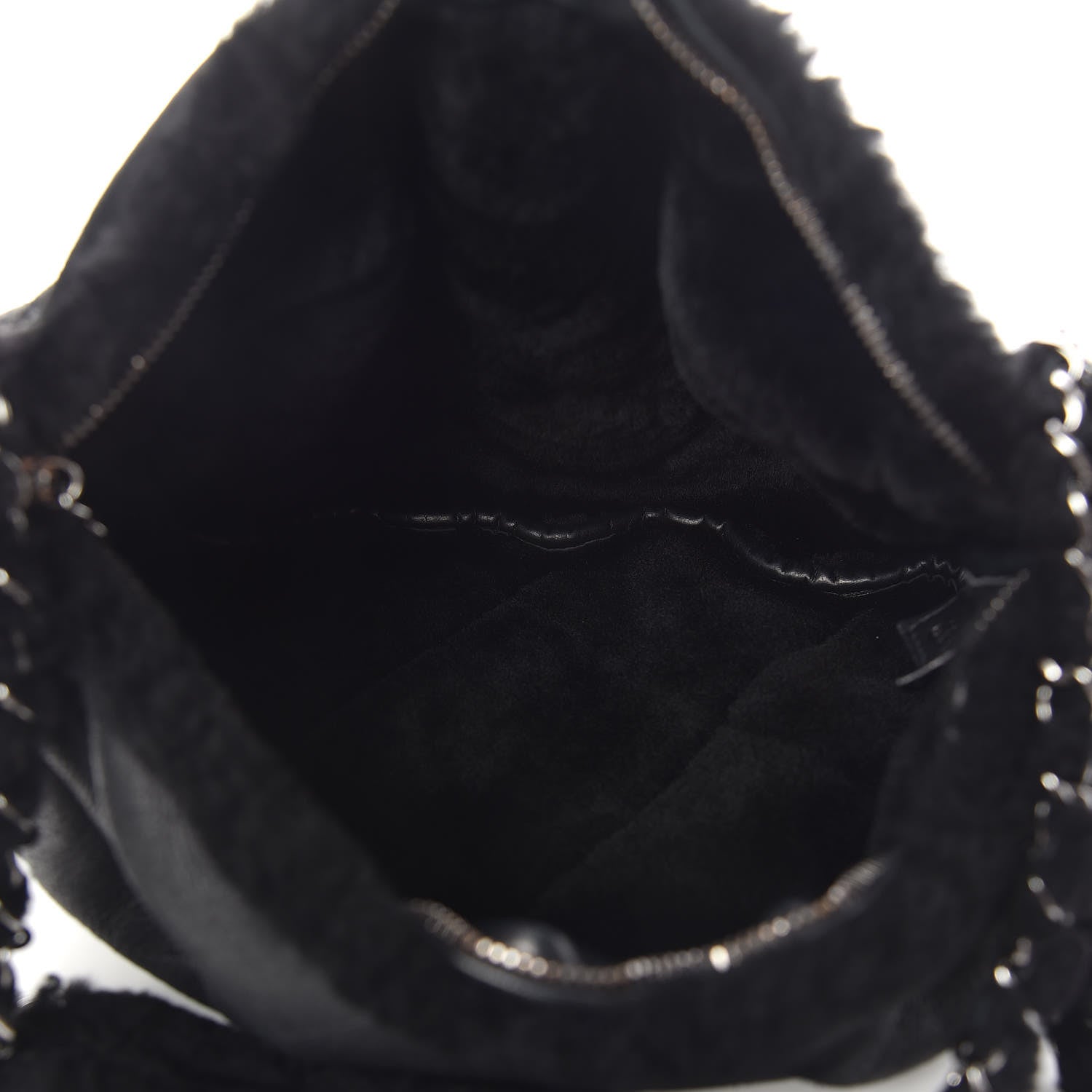 Chanel Shearling Suede Lambskin Stitched Hobo Black 7 of 10