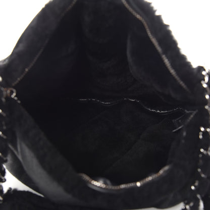 Chanel Shearling Suede Lambskin Stitched Hobo Black 7 of 10