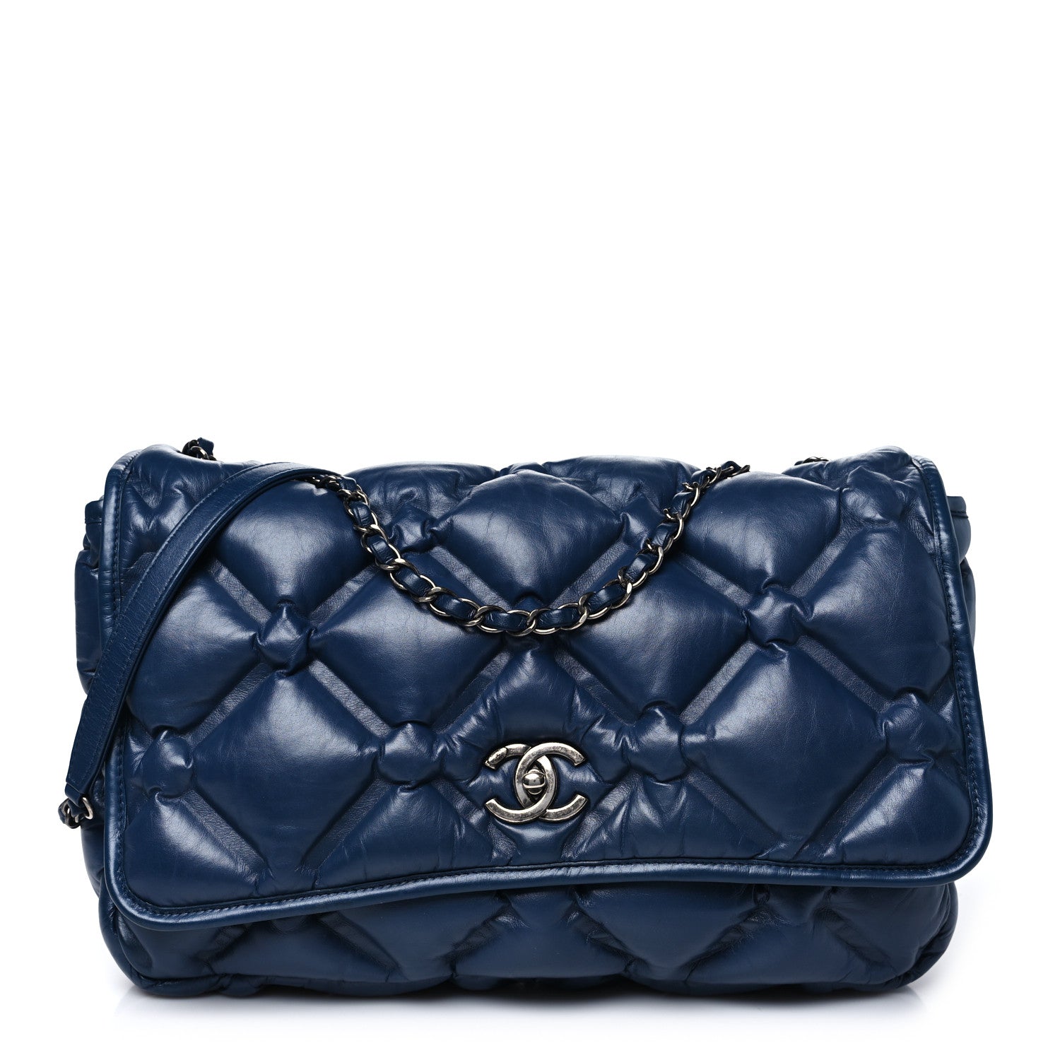 Chanel Calfskin Quilted Large Chesterfield Flap Navy 1 of 11