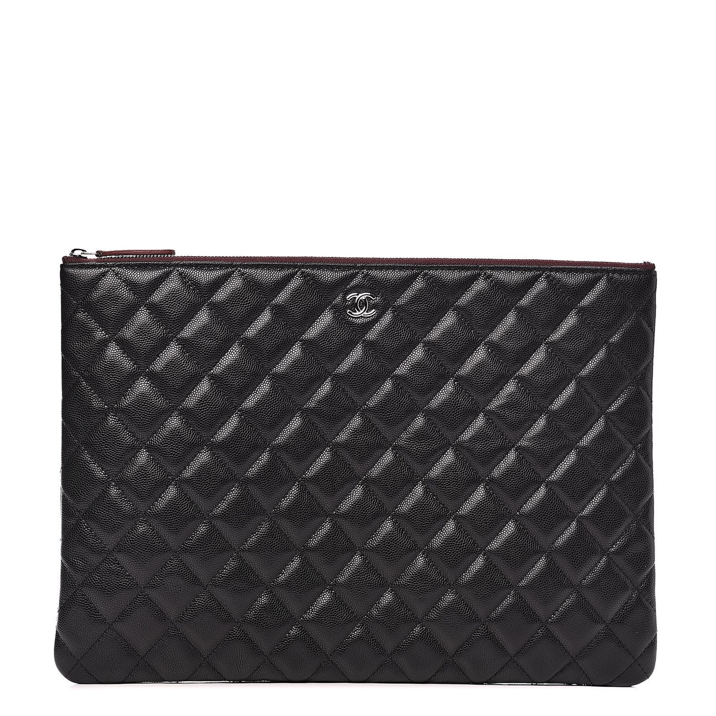 Caviar Quilted Large Cosmetic Case Black