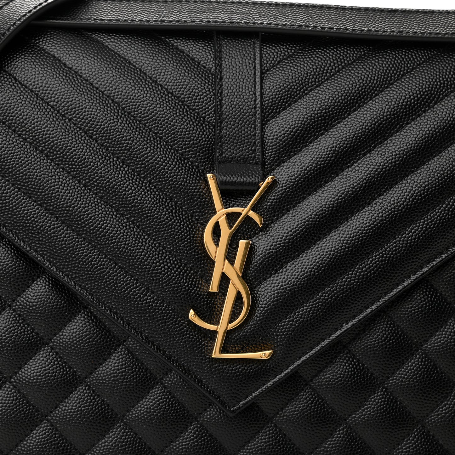 Grain De Poudre Textured Mixed Matelasse Large Triquilt Monogram Satchel Black