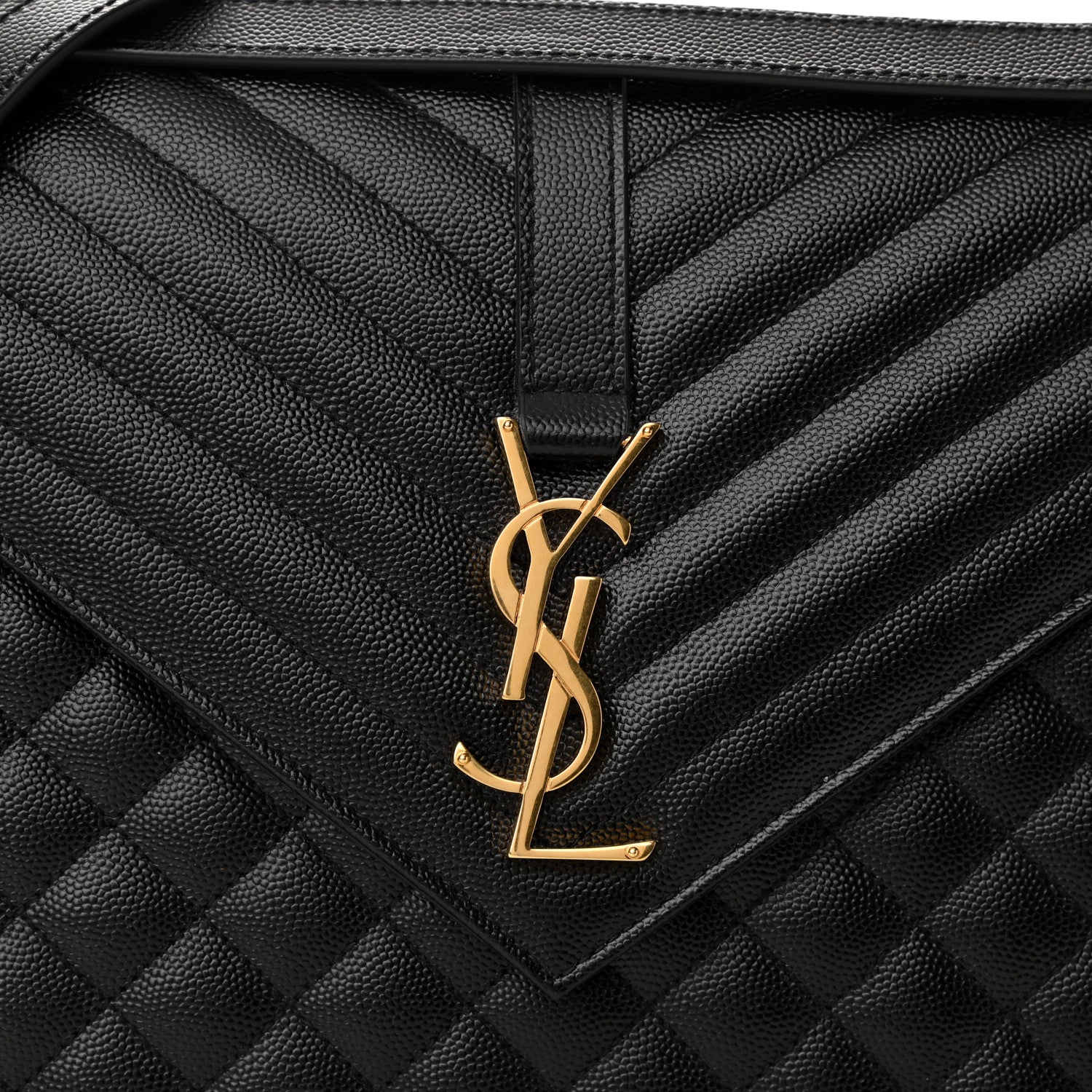 Saint Laurent Grain De Poudre Textured Mixed Matelasse Large Triquilt Monogram Satchel Black 7 of 9