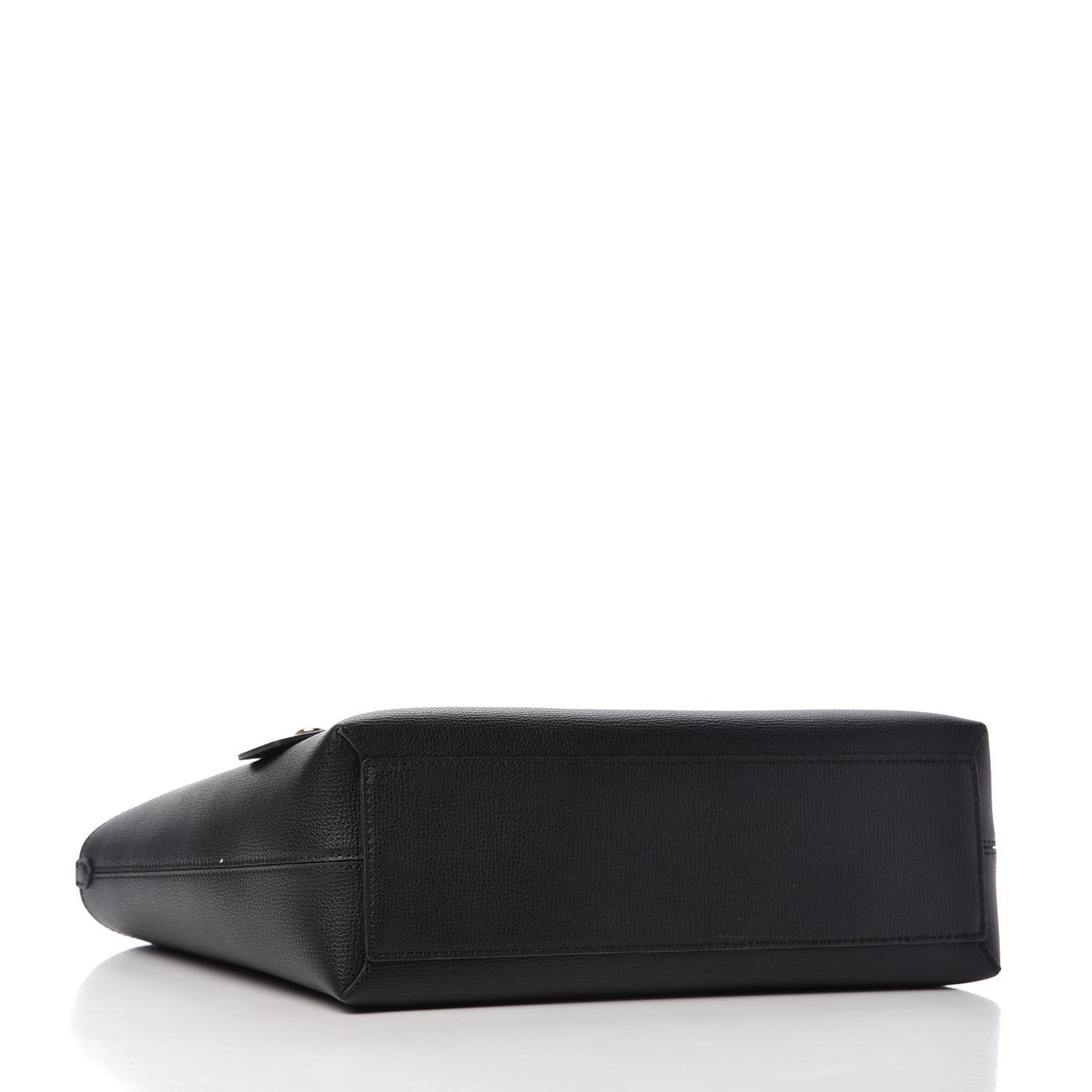 Grainy Calfskin Haymarket Check Medium Reversible Tote Black