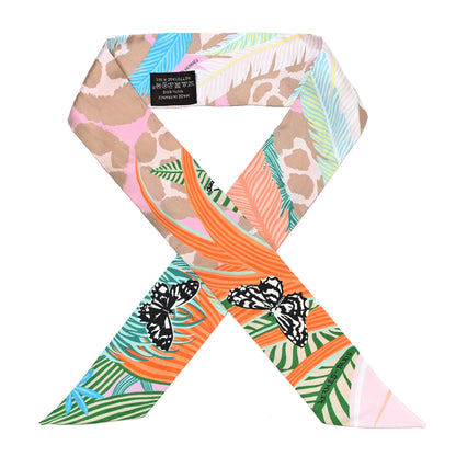 Hermes Silk Jaguar Quetzal Twilly Rose Beige Orange 1 of 10