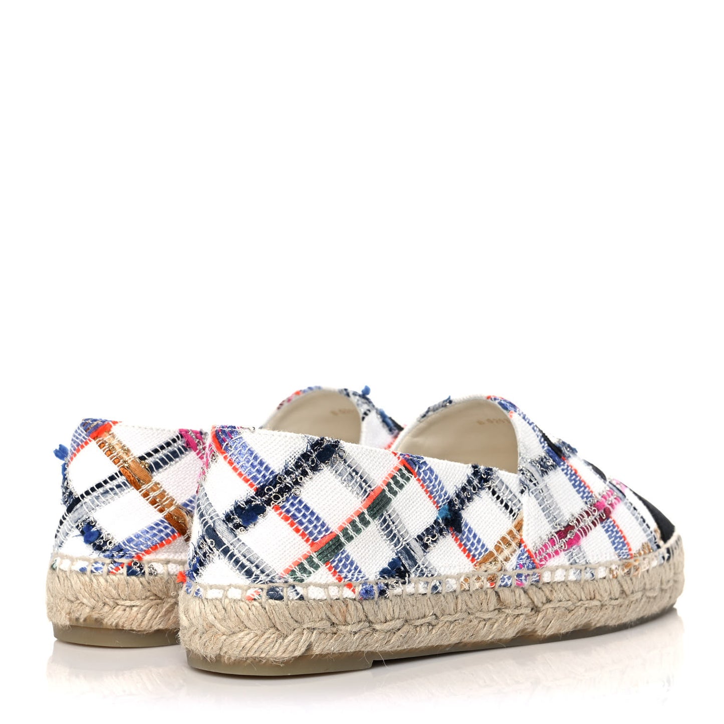 Tweed Grosgrain CC Espadrilles 39 White Blue Pink Green Black