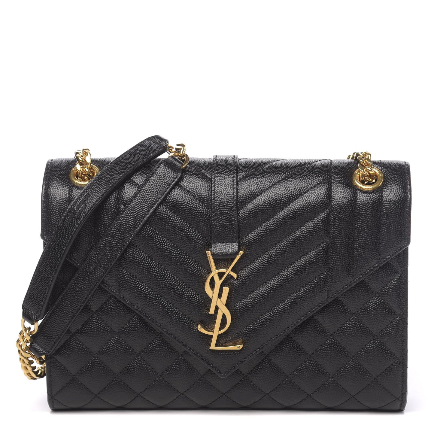 Grain De Poudre Textured Mixed Matelasse Triquilt Medium Monogram Satchel Black