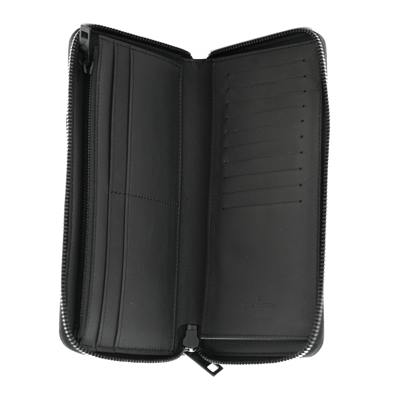 Louis Vuitton Grained Calfskin Aerogram Zippy Wallet Black 5 of 7