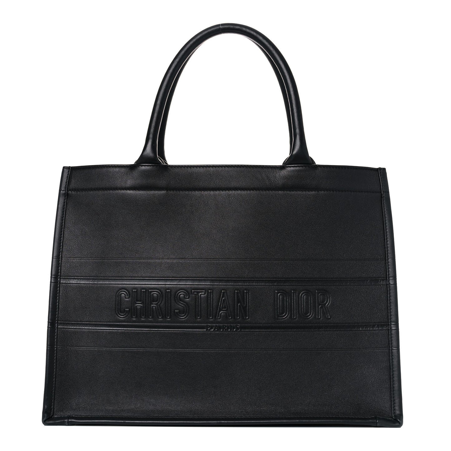 Calfskin Embossed Medium Book Tote Black