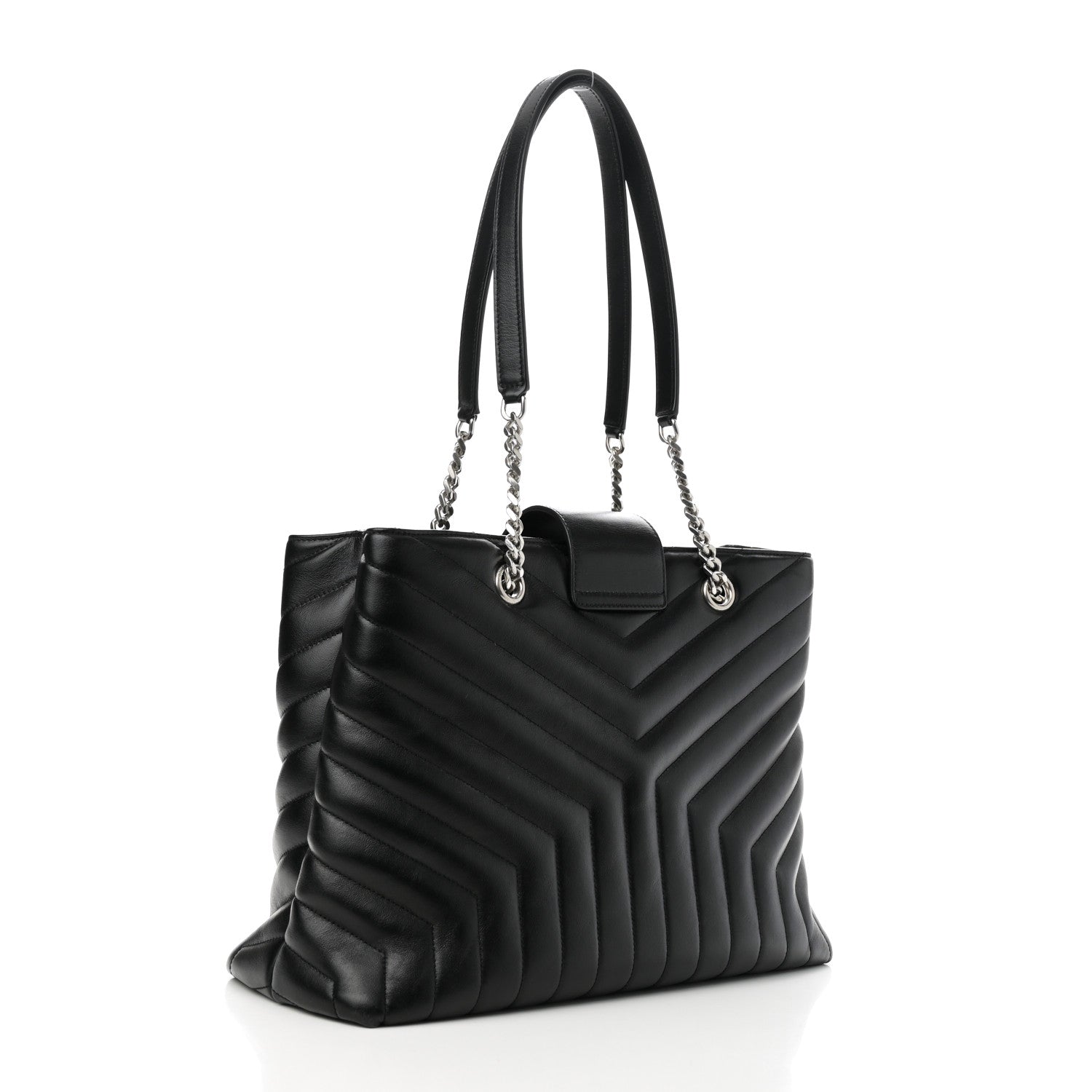 Saint Laurent Calfskin Y Quilted Monogram Large Loulou Shopper Black 3 of 9
