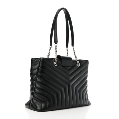 Saint Laurent Calfskin Y Quilted Monogram Large Loulou Shopper Black 3 of 9