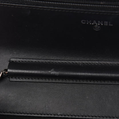 Chanel Patent Calfskin Quilted Boy Wallet On Chain WOC Black 9 of 13