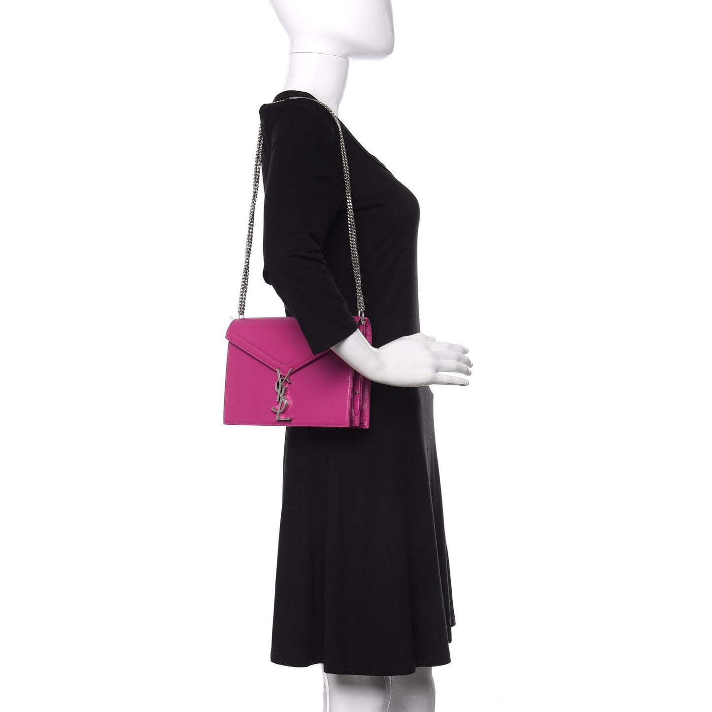 Smooth Calfskin Monogram Cassandra Clasp Bag Electric Fuchsia