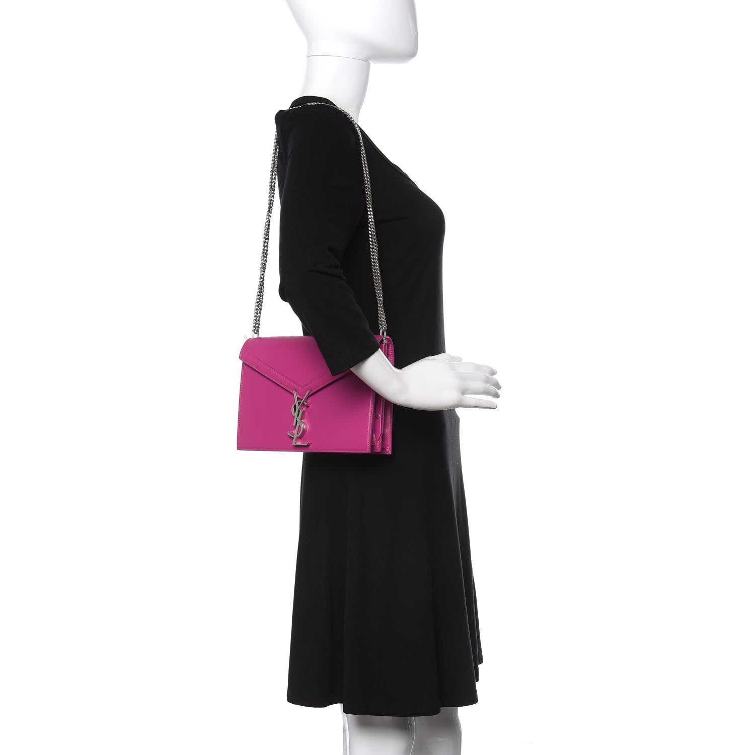 Saint Laurent Smooth Calfskin Monogram Cassandra Clasp Bag Electric Fuchsia 2 of 11