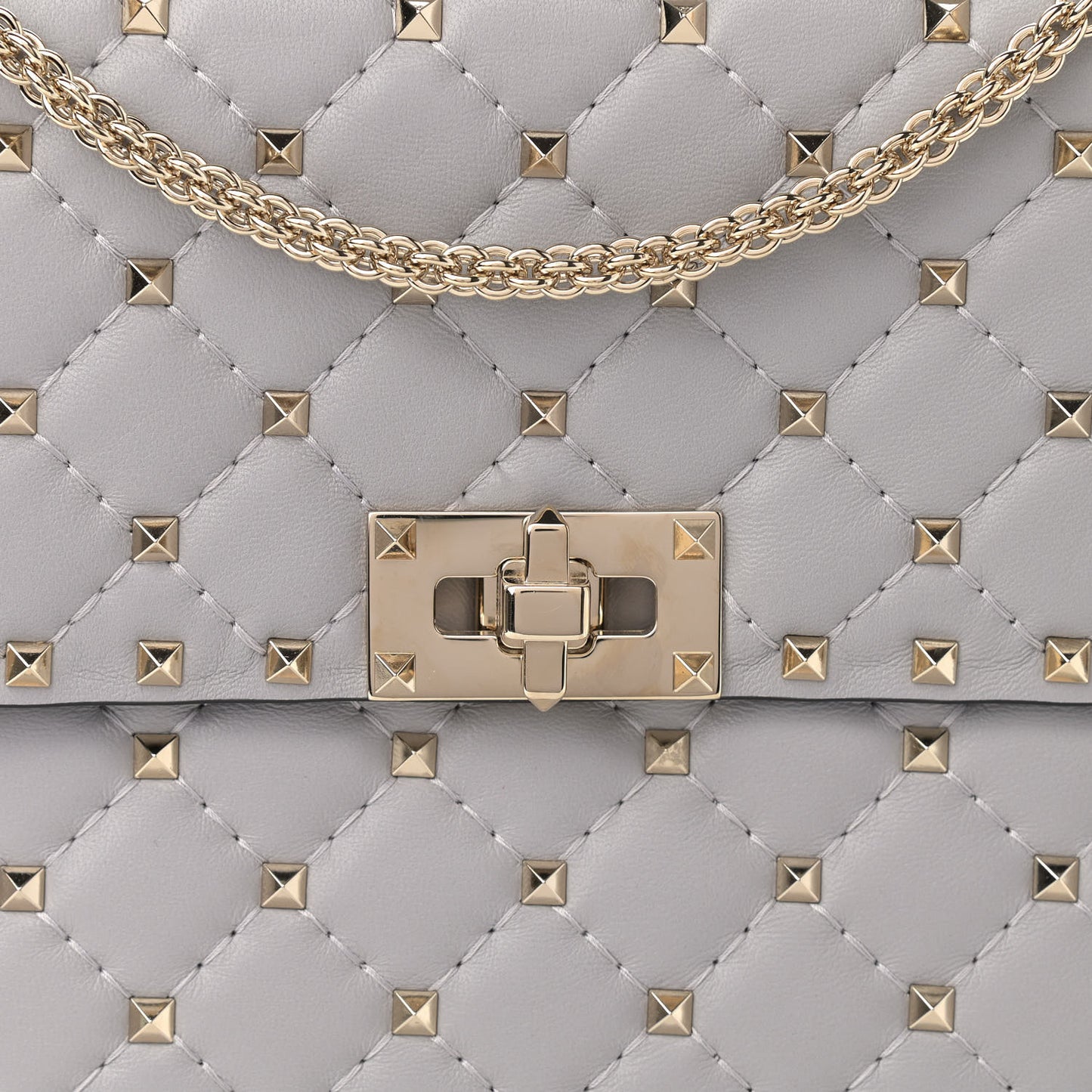 Nappa Large Rockstud Spike Shoulder Bag Pastel Grey